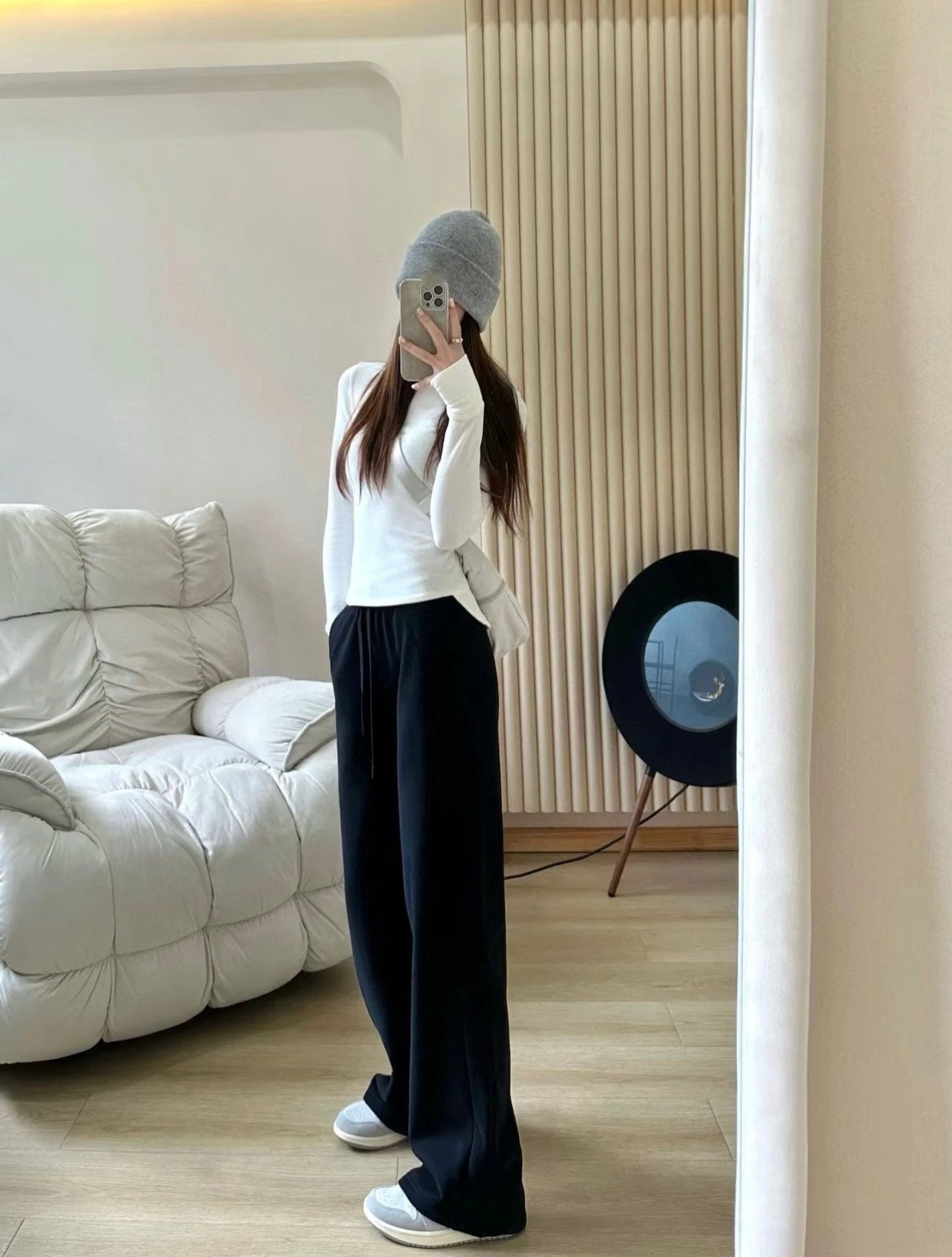 Design Wide-Leg Drawstring Pants Navy - 10