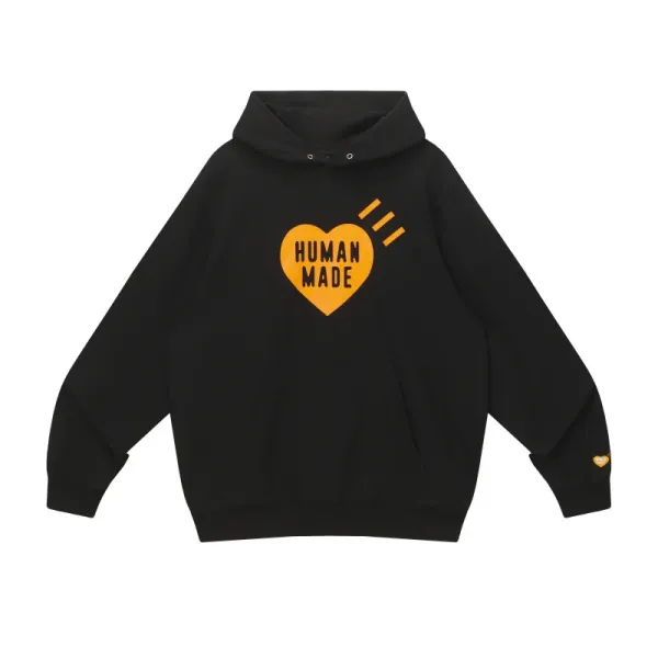 Human Made Heart Logo Black Hoodie - 1