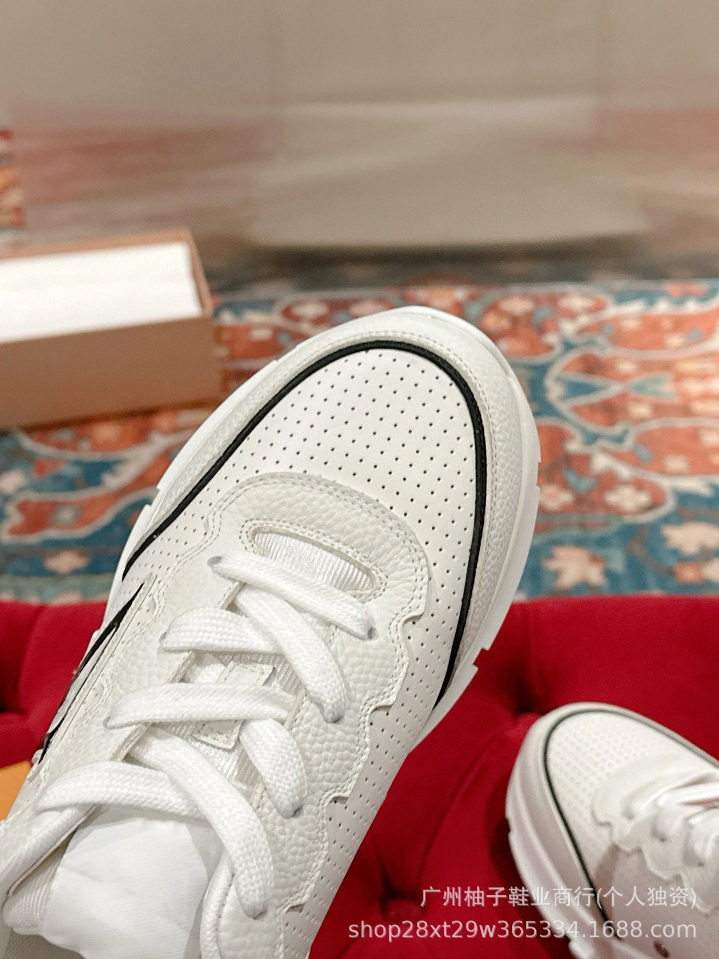 Hogan H222 White Green Perforated Chunky Sneakers - 13