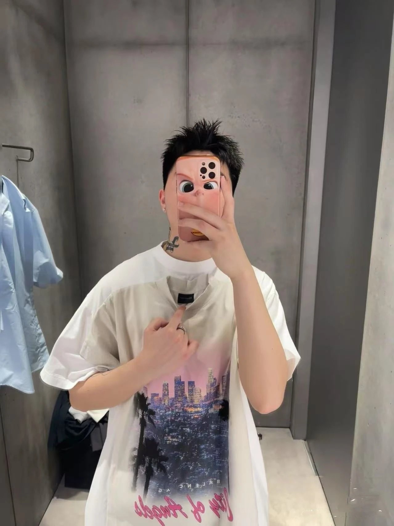 Balenciaga City of Angels Print T-Shirt Beige - 5