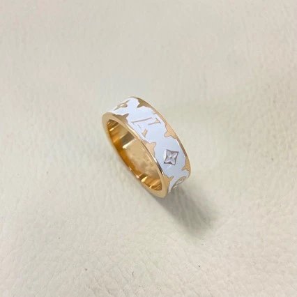 Louis Vuitton Monogram Enamel Ring Black and White Jewelry - 5