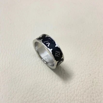 Louis Vuitton Monogram Enamel Ring Black and White Jewelry - 6