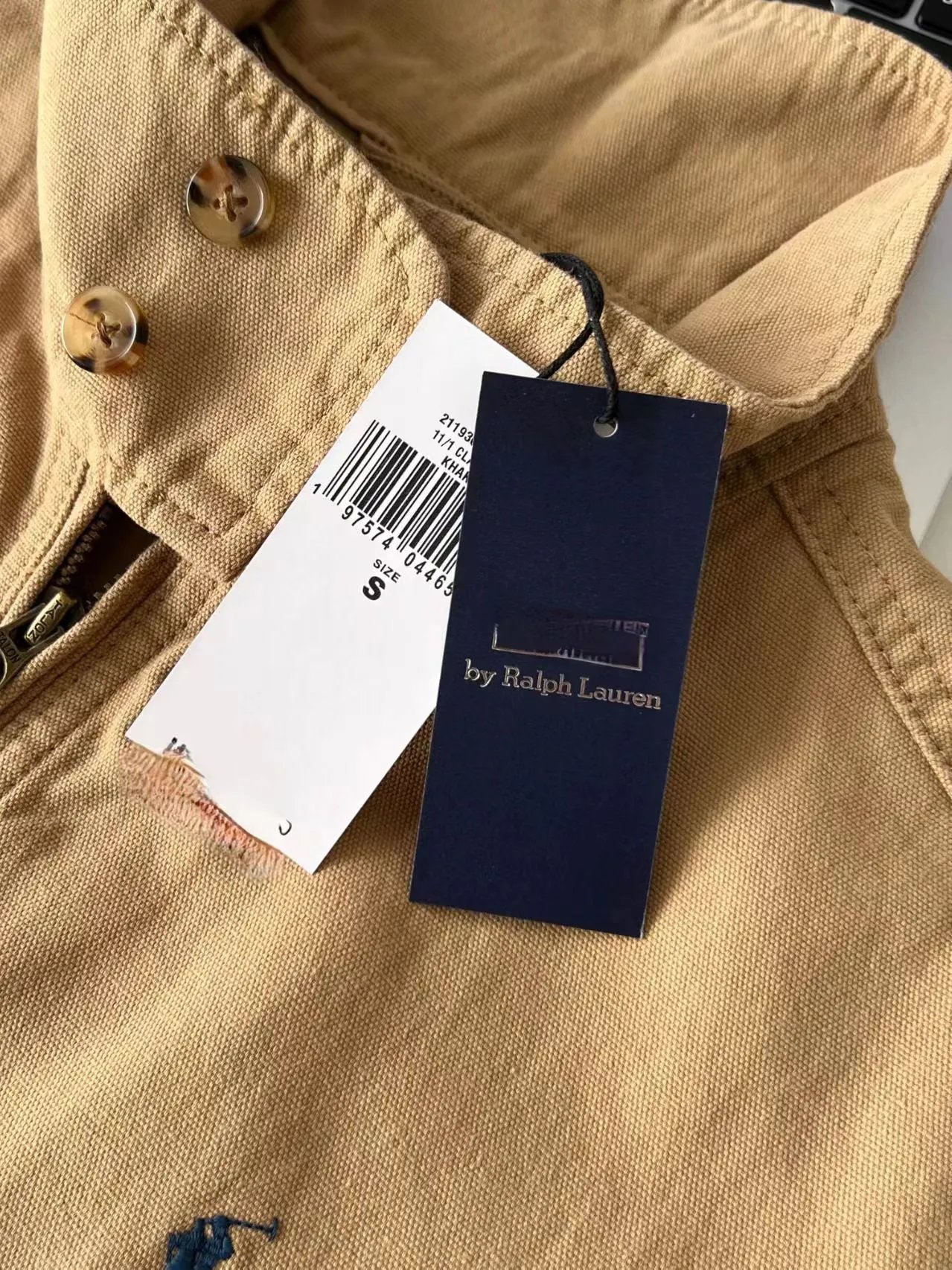 Design Utility Jacket Navy Blue + Beige Wide-Leg Pants + Brown Loafers Outfit - 8