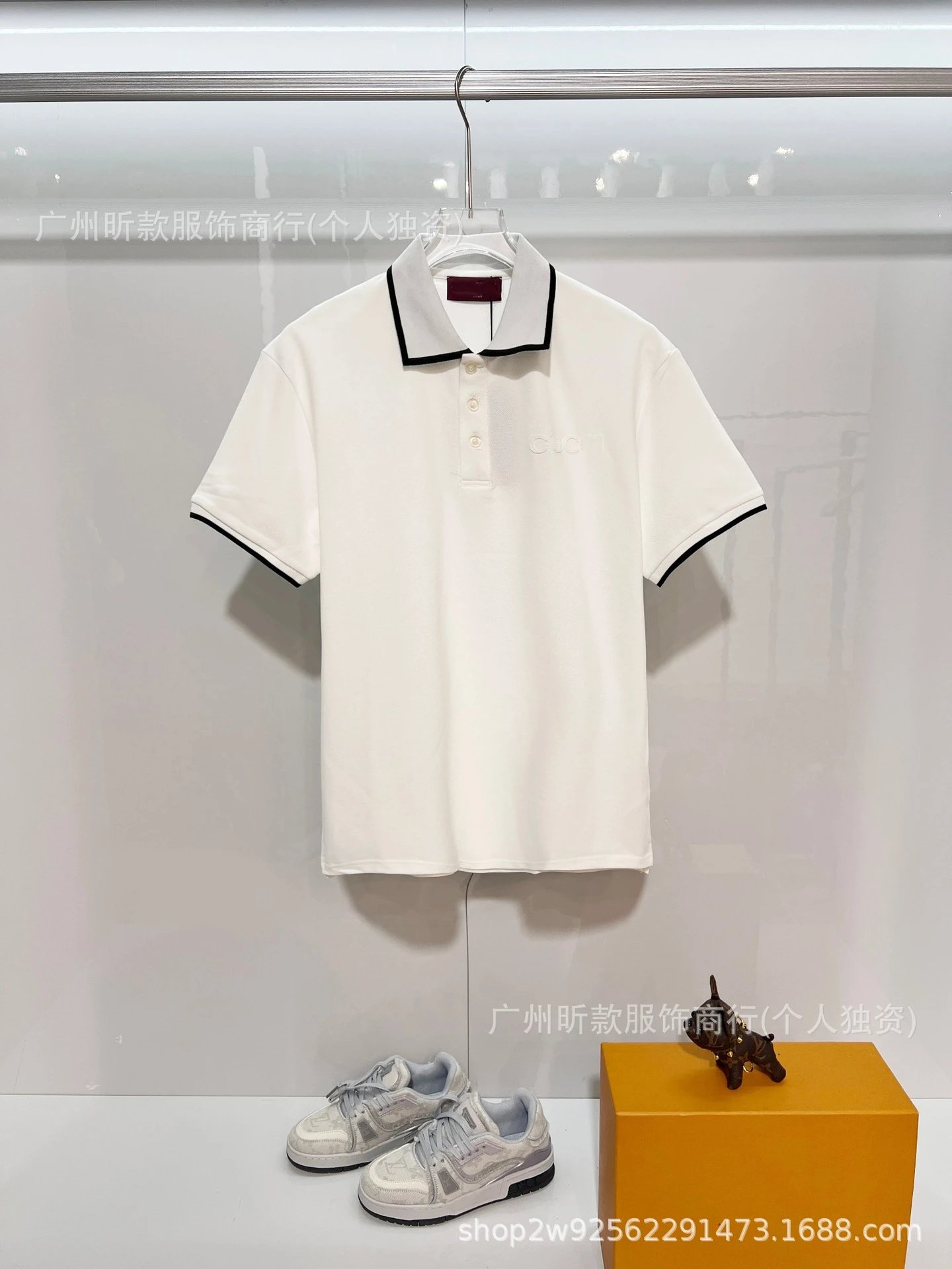 Prada Logo Patch Polo White with Red-Black Trim Polo - 11