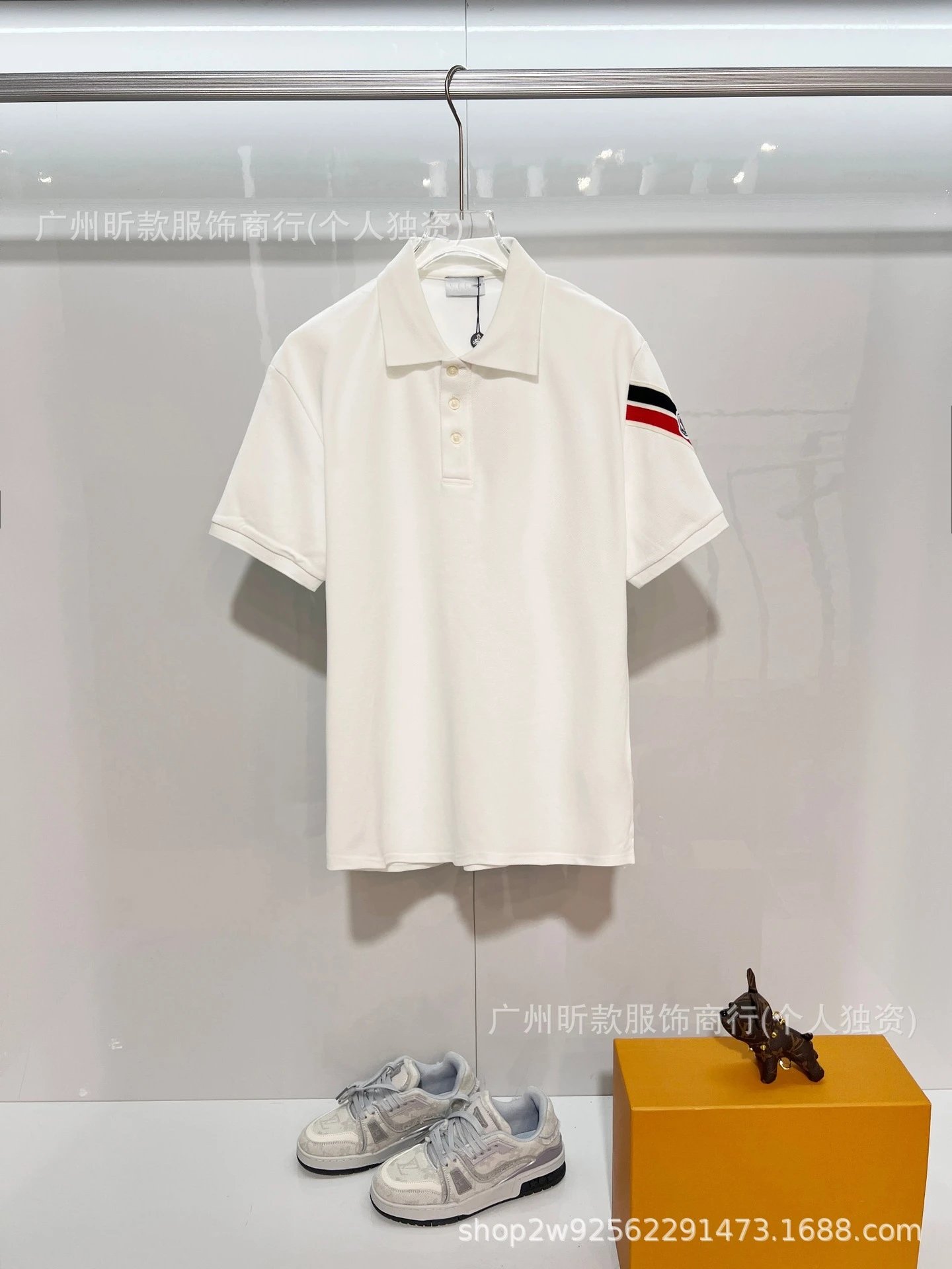 Prada Logo Patch Polo White with Red-Black Trim Polo - 19