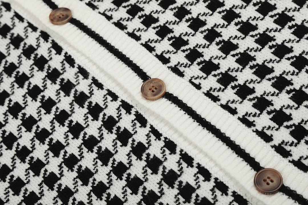 Polo Ralph Lauren Houndstooth Cardigan Black/White Knit Cardigan - 19