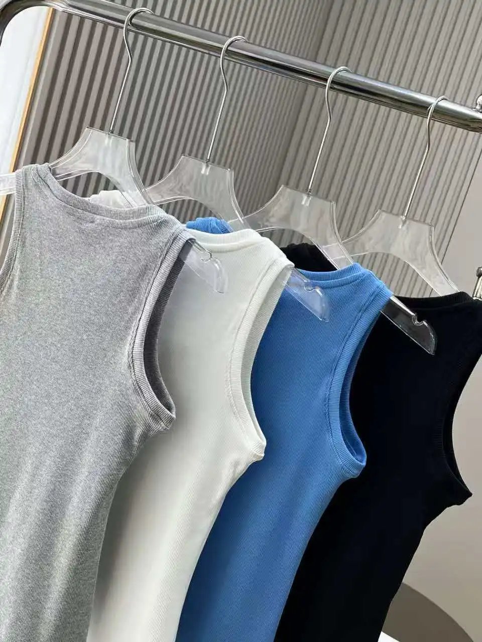 Loewe Anagram Ribbed Vest-Top Blue - 5