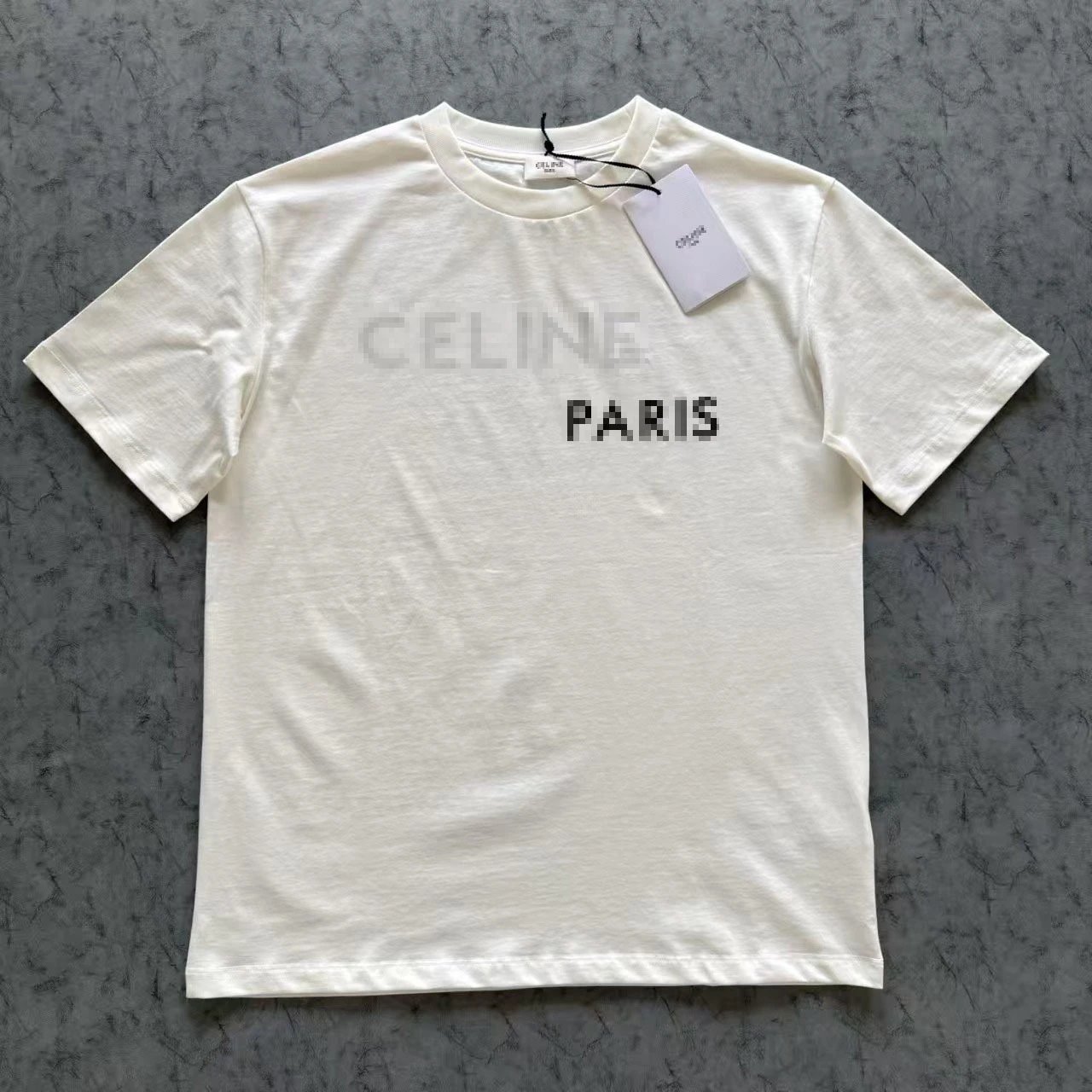 Celine Paris Pixel Print Off-White T-Shirt - 3