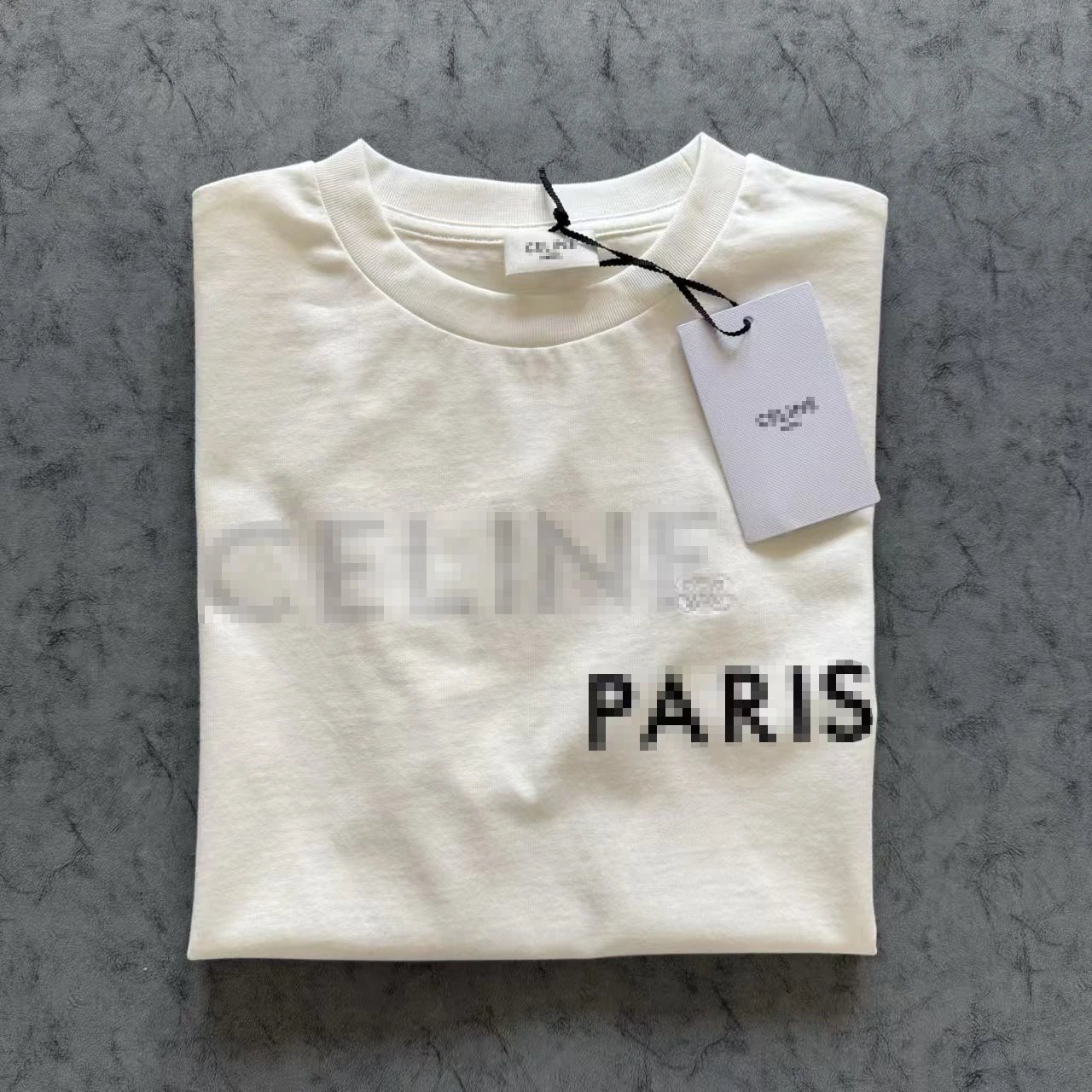 Celine Paris Pixel Print Off-White T-Shirt - 16