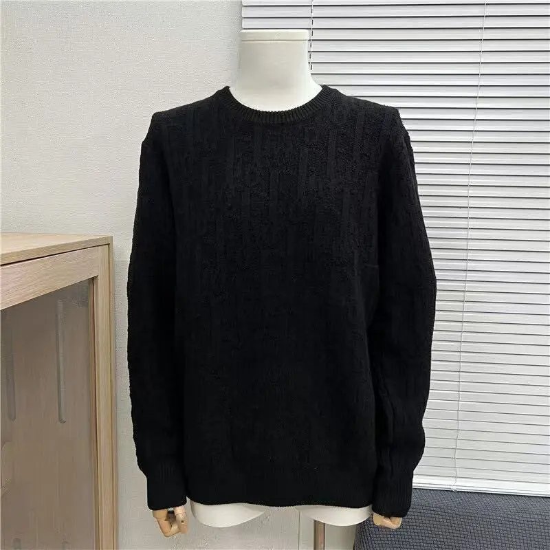 Design Cable Knit Crewneck Sweater Gray - 3