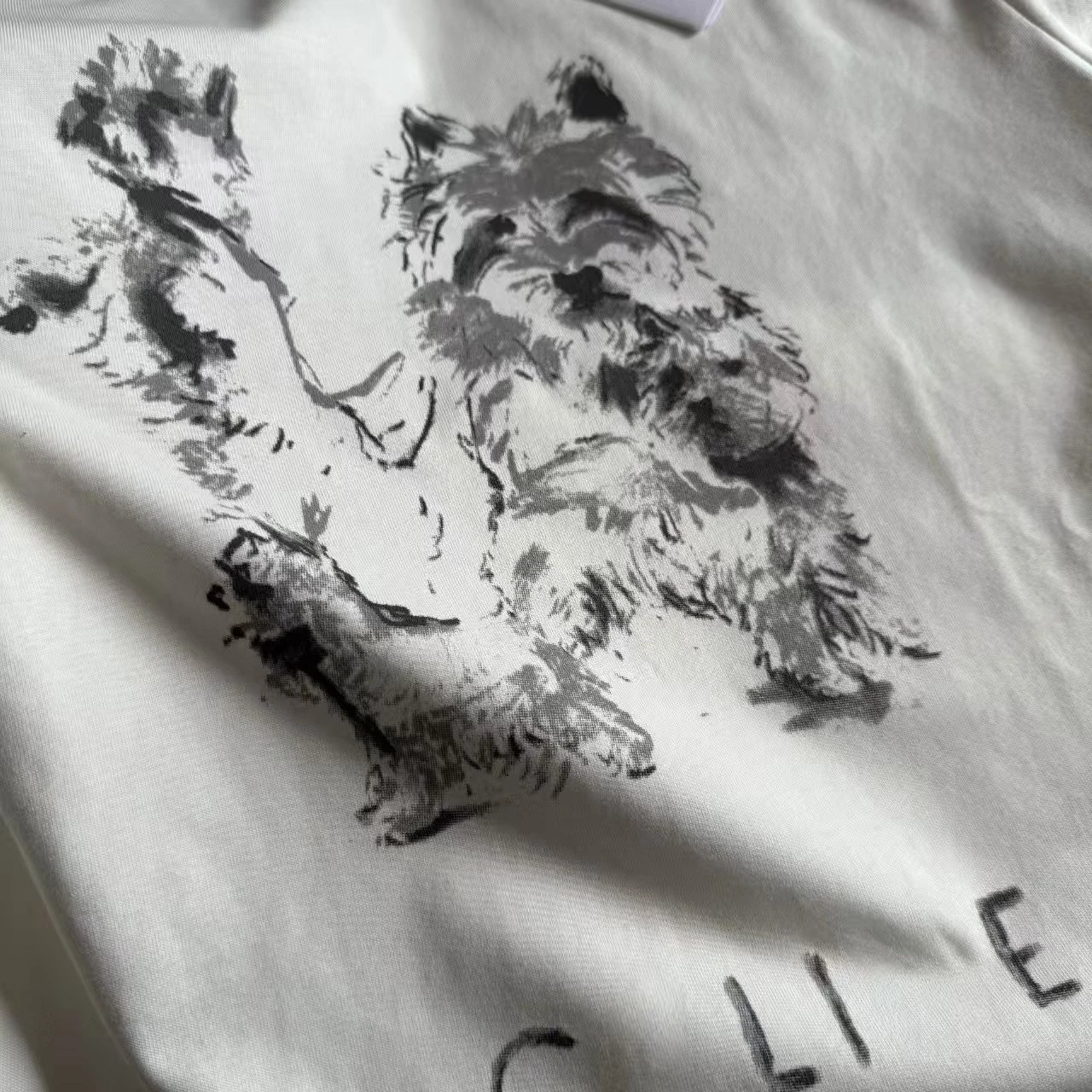 Saint Tears Westie Print Off-White T-Shirt - 12