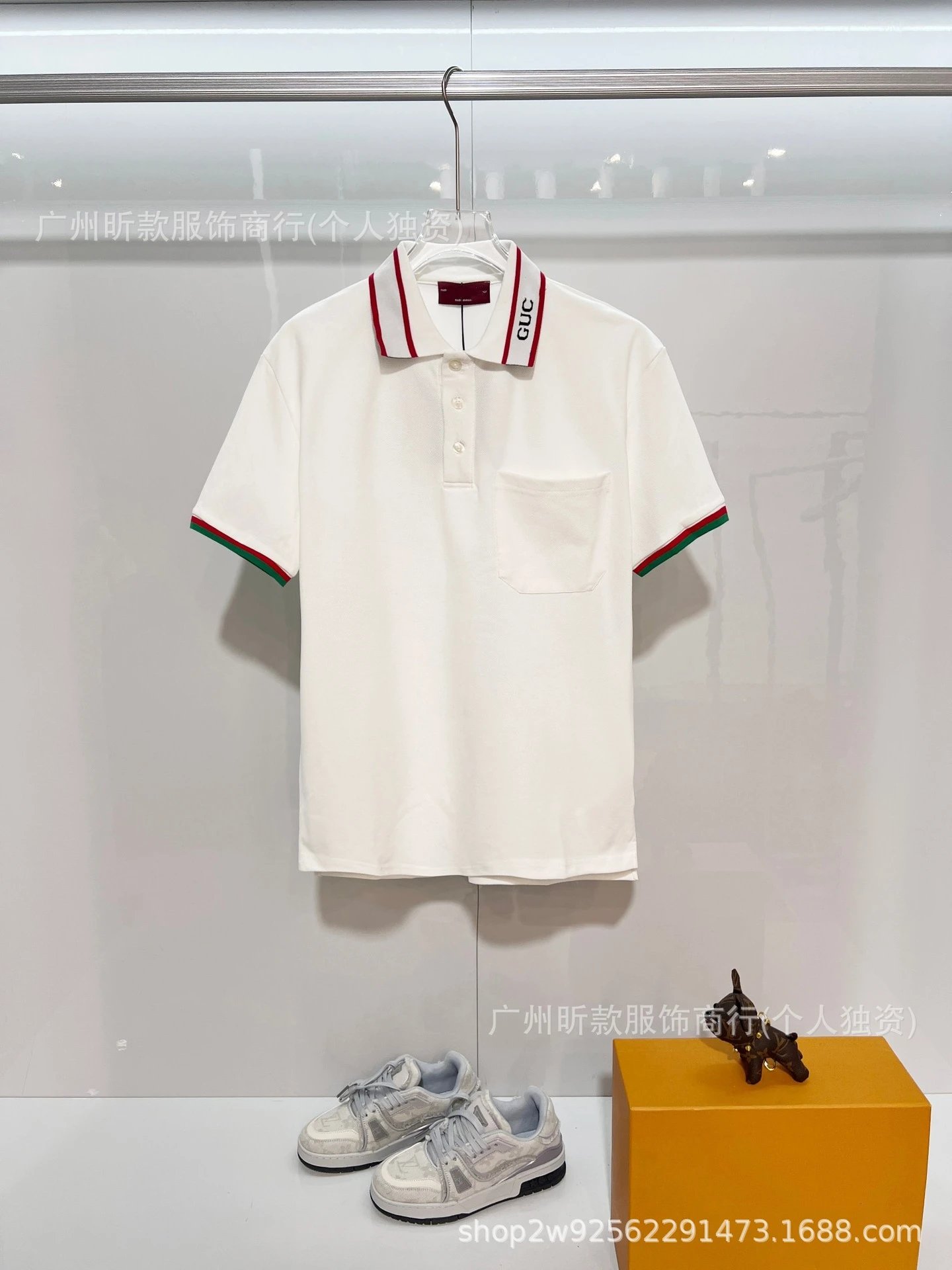 Prada Logo Patch Polo White with Red-Black Trim Polo - 15