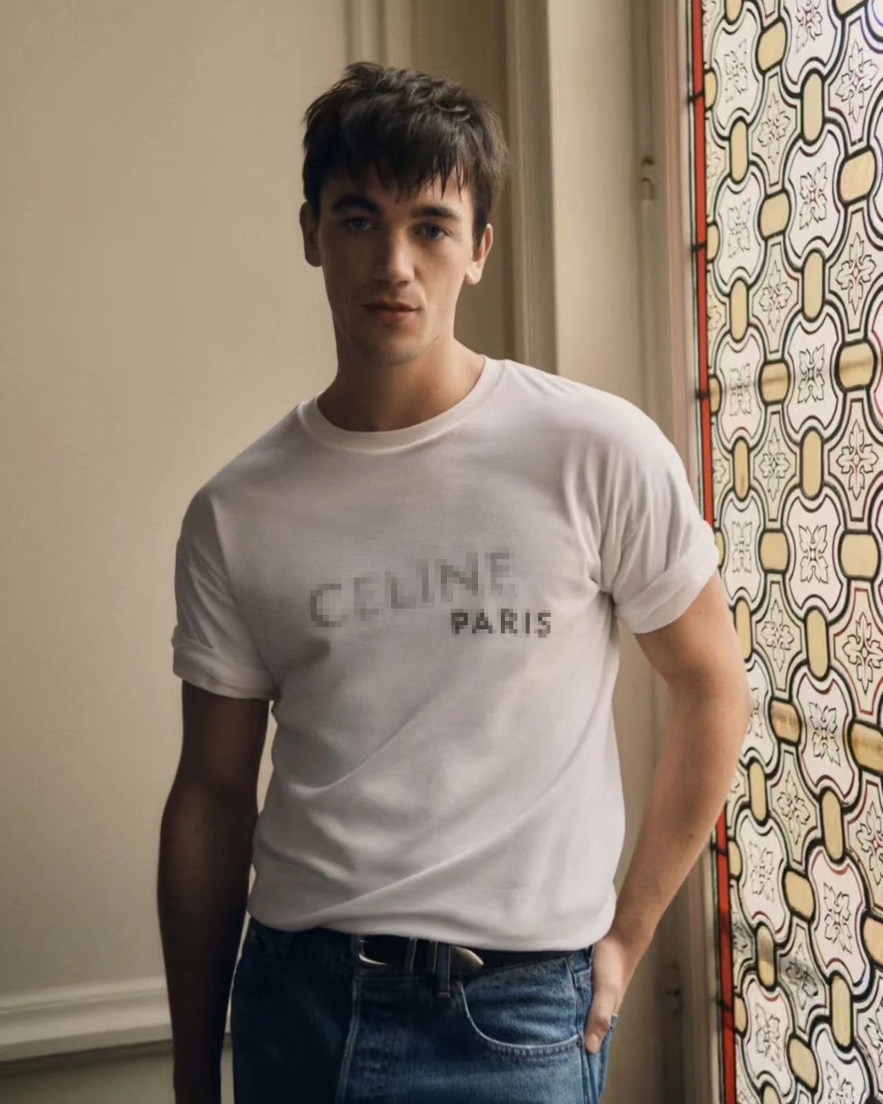 Celine Paris Pixel Print Off-White T-Shirt - 10