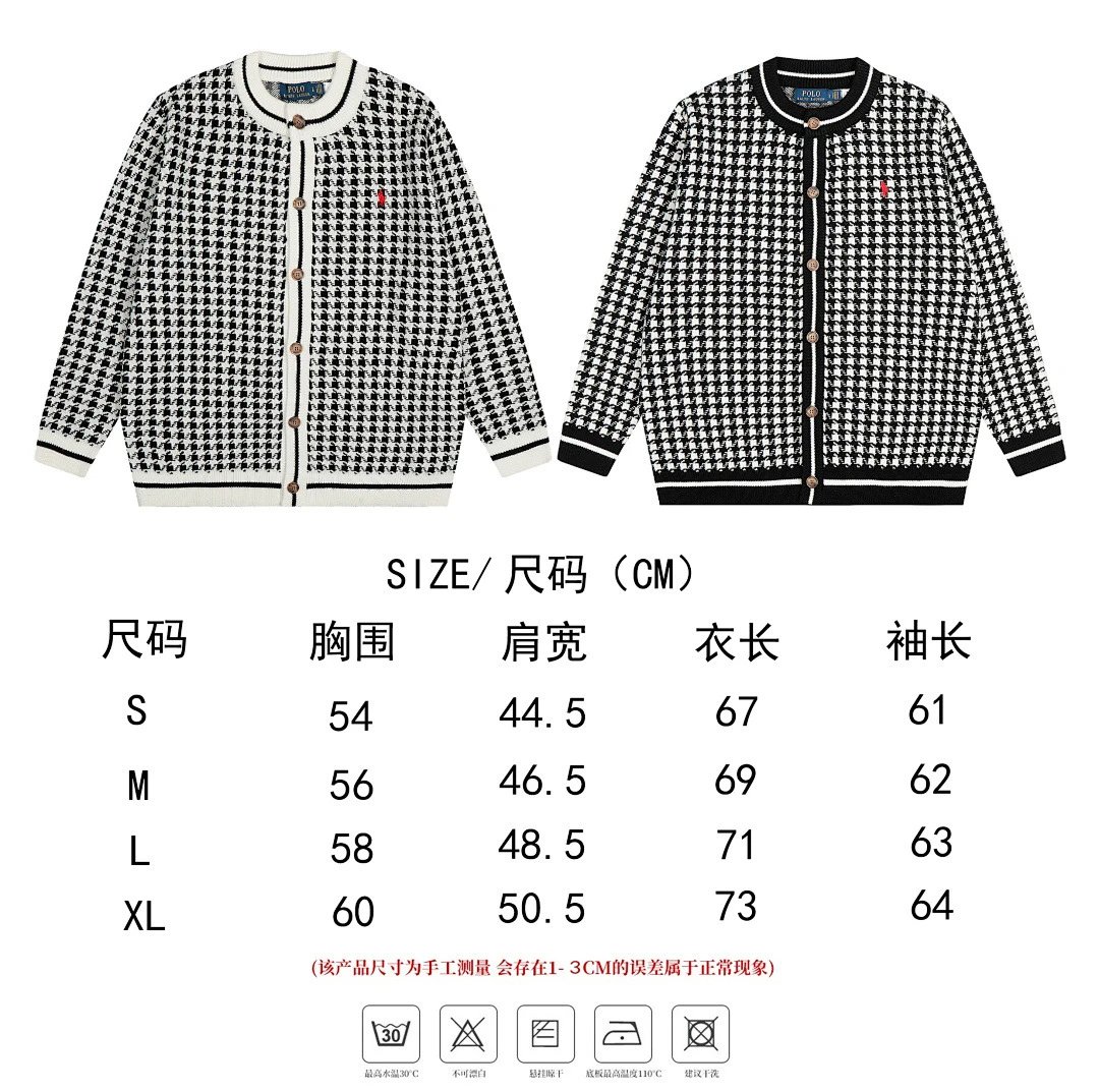 Polo Ralph Lauren Houndstooth Cardigan Black/White Knit Cardigan - 2