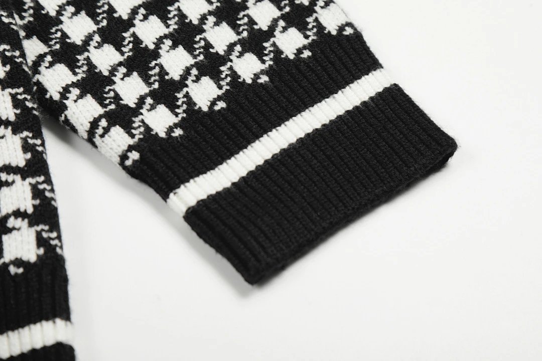 Polo Ralph Lauren Houndstooth Cardigan Black/White Knit Cardigan - 11