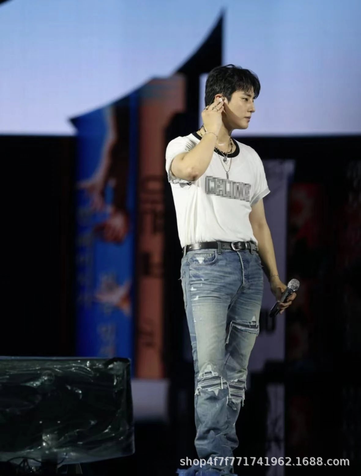 Celine Pixel Logo Ringer T-Shirt White - 9