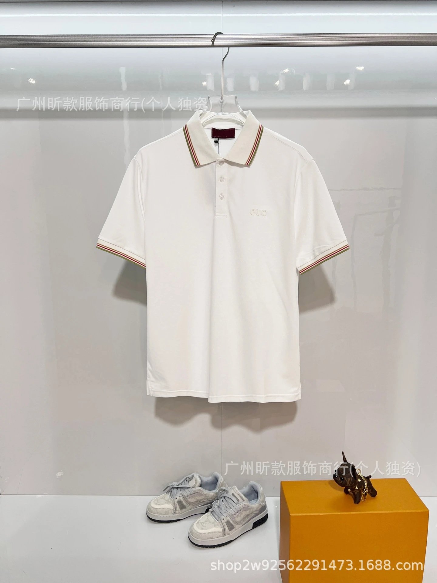 Prada Logo Patch Polo White with Red-Black Trim Polo - 4
