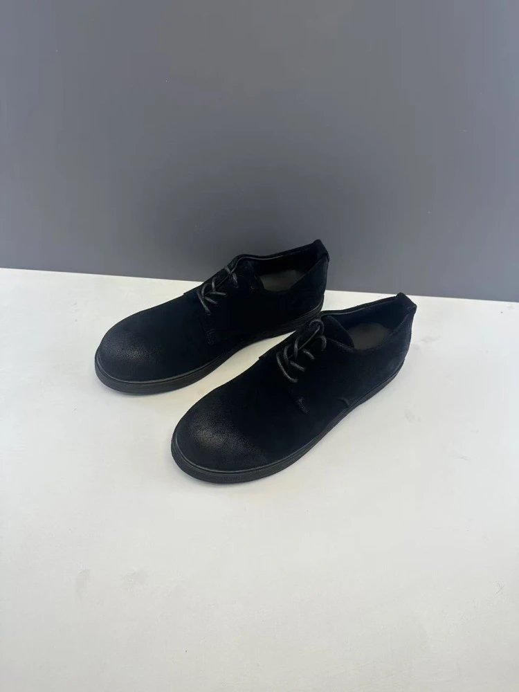 Black Calf Suede Distressed