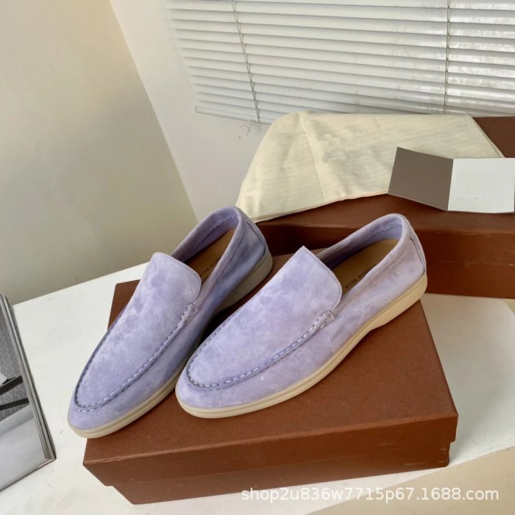 Design Suede Loafers Dusty Rose Casual Shoes - 13