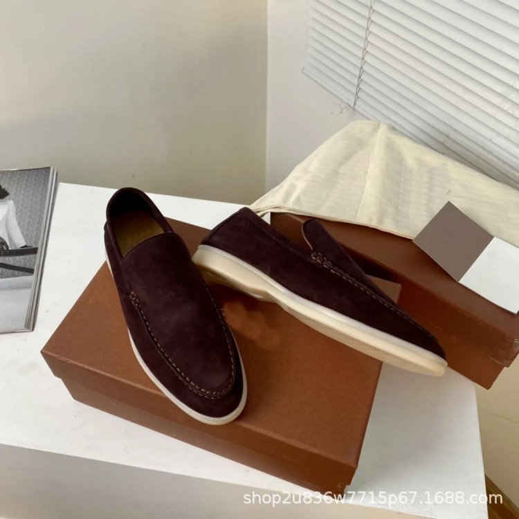 Design Suede Loafers Dusty Rose Casual Shoes - 20