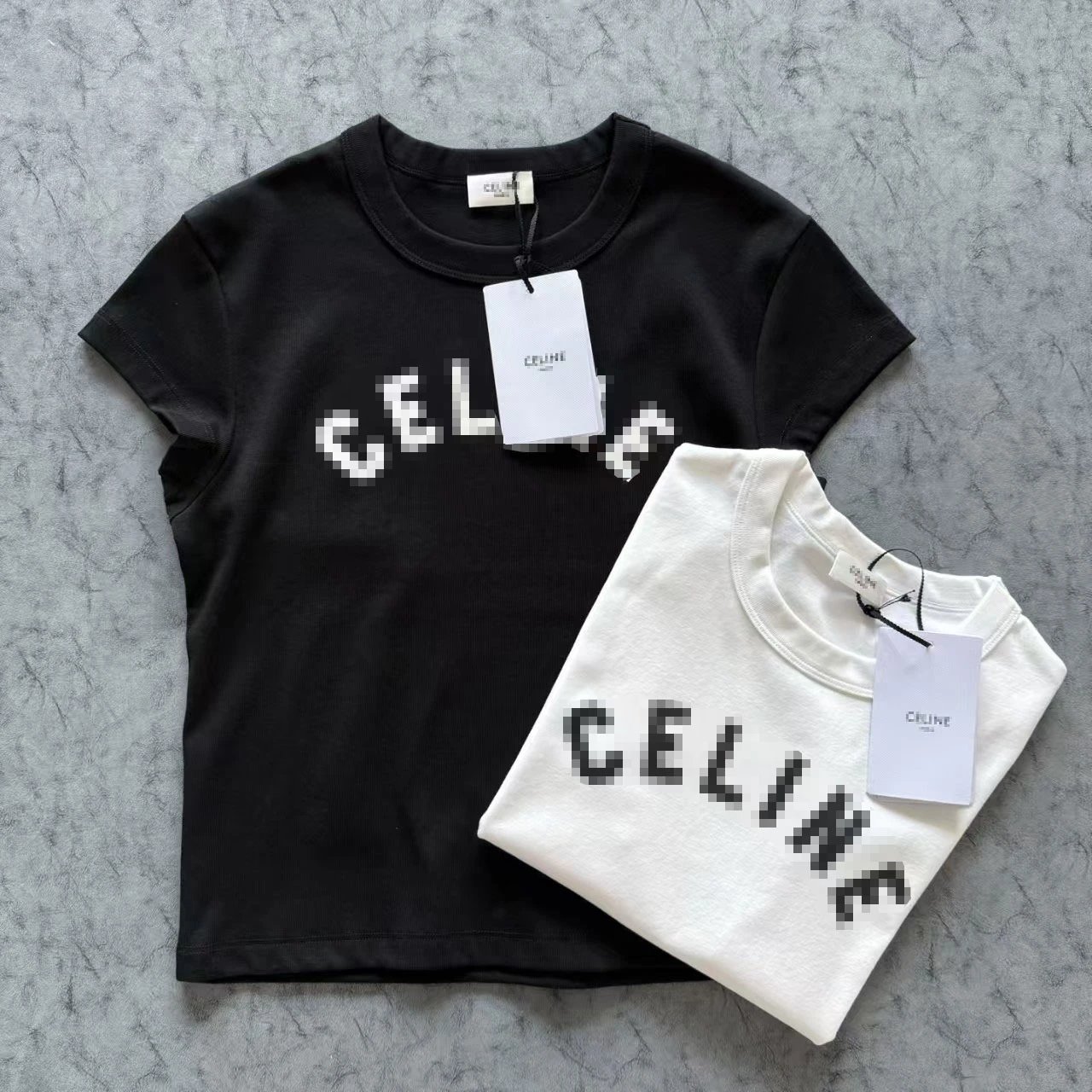 Celine Pixel Logo Black T-Shirt - 3