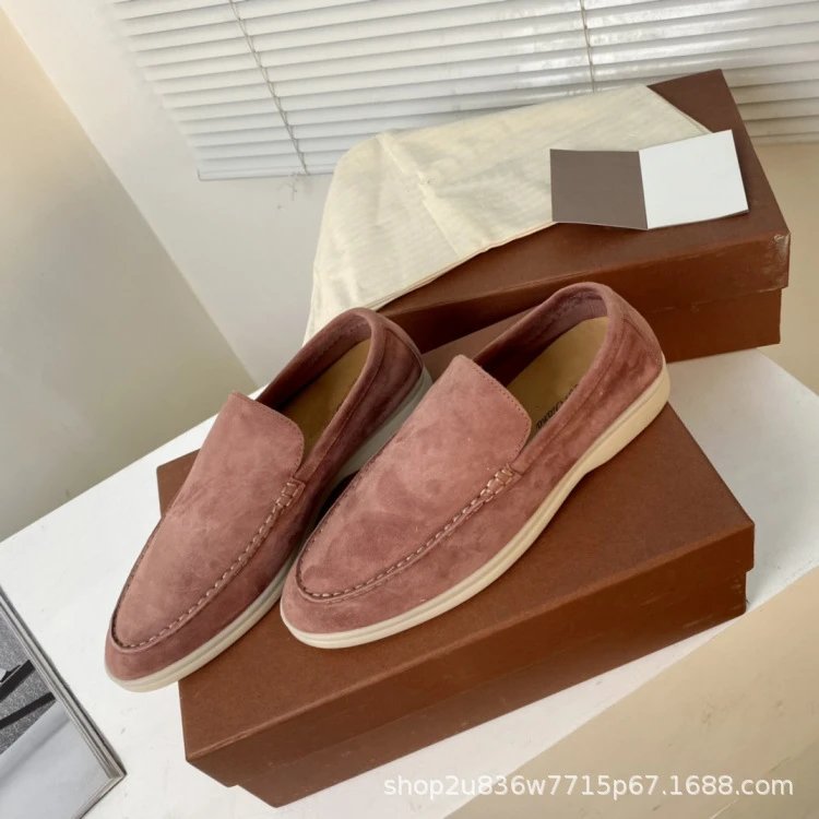 Design Suede Loafers Dusty Rose Casual Shoes - 26