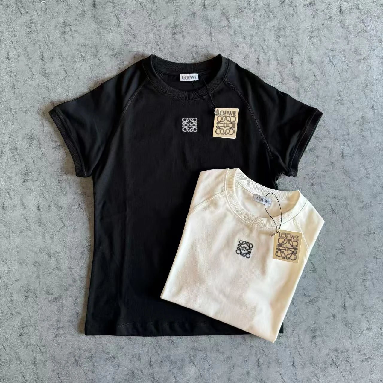 Loewe Anagram Logo Ribbed T-Shirt Beige T-Shirt - 3