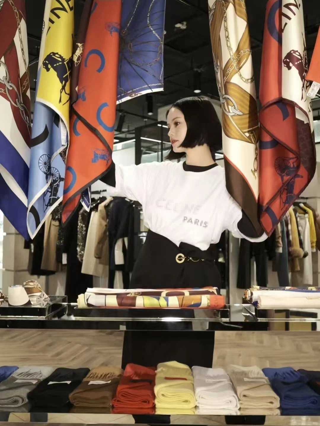 Celine Paris Pixel Print Off-White T-Shirt - 6