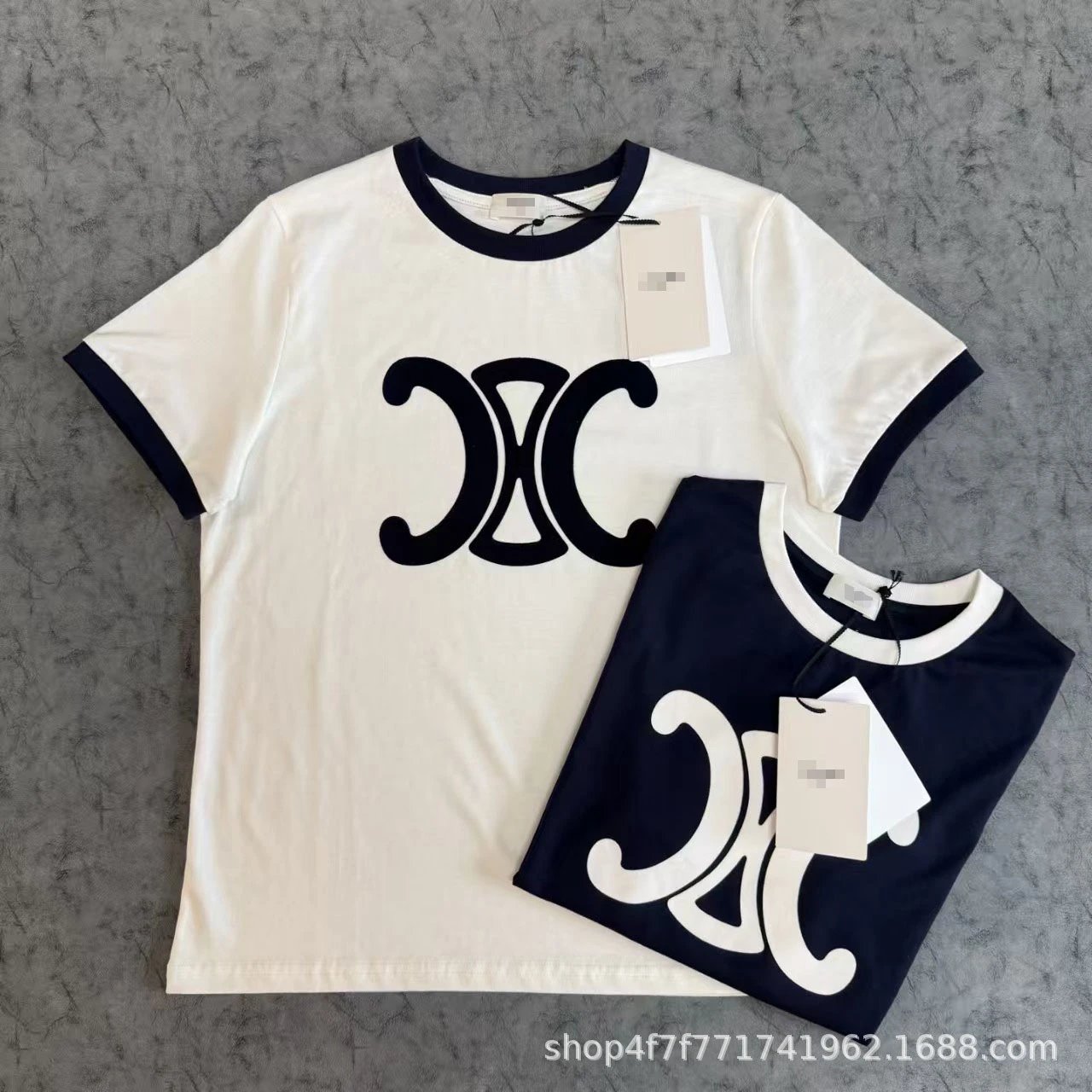 GRA Logo Print Ribbed T-Shirt Navy - 11