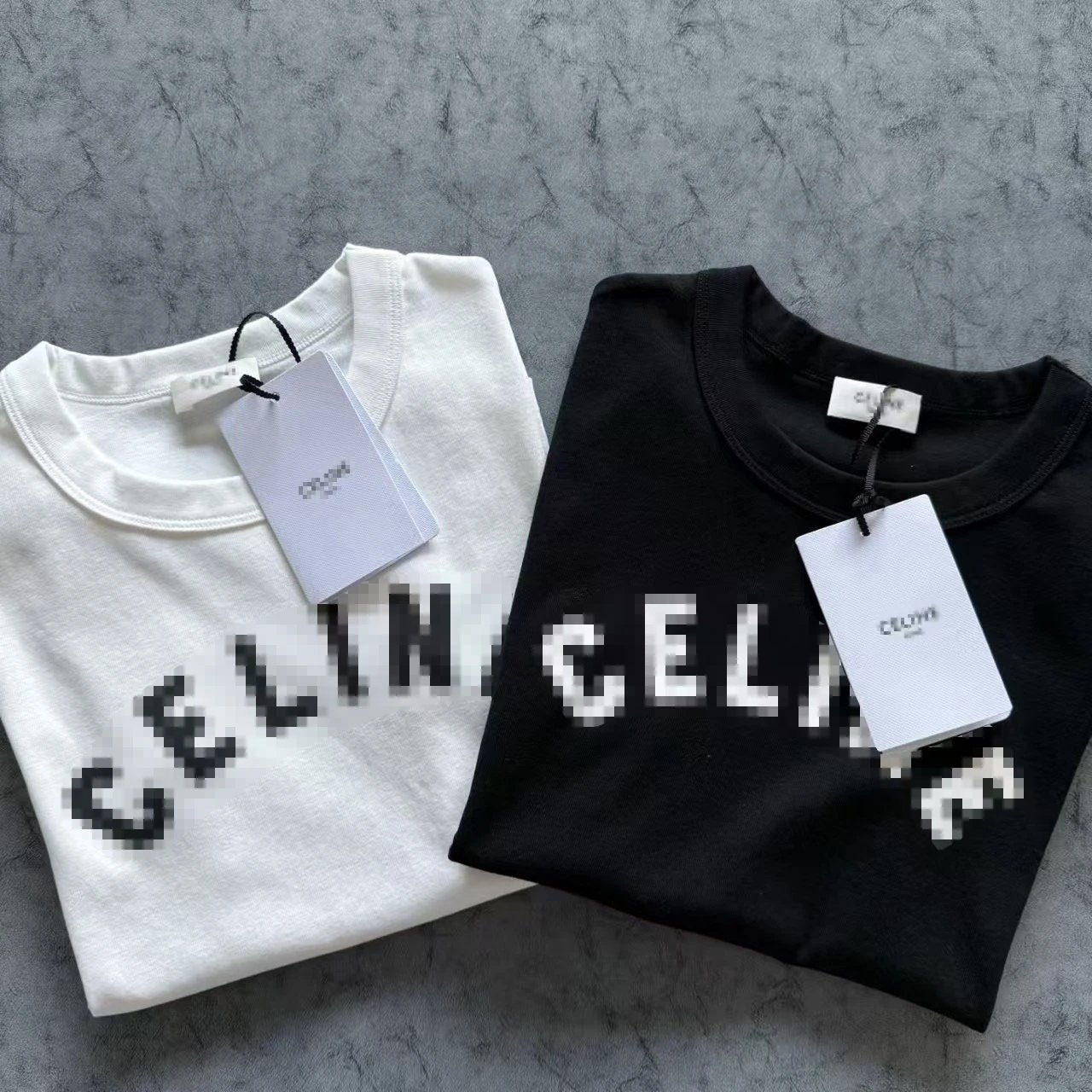 Celine Pixel Logo Black T-Shirt - 10