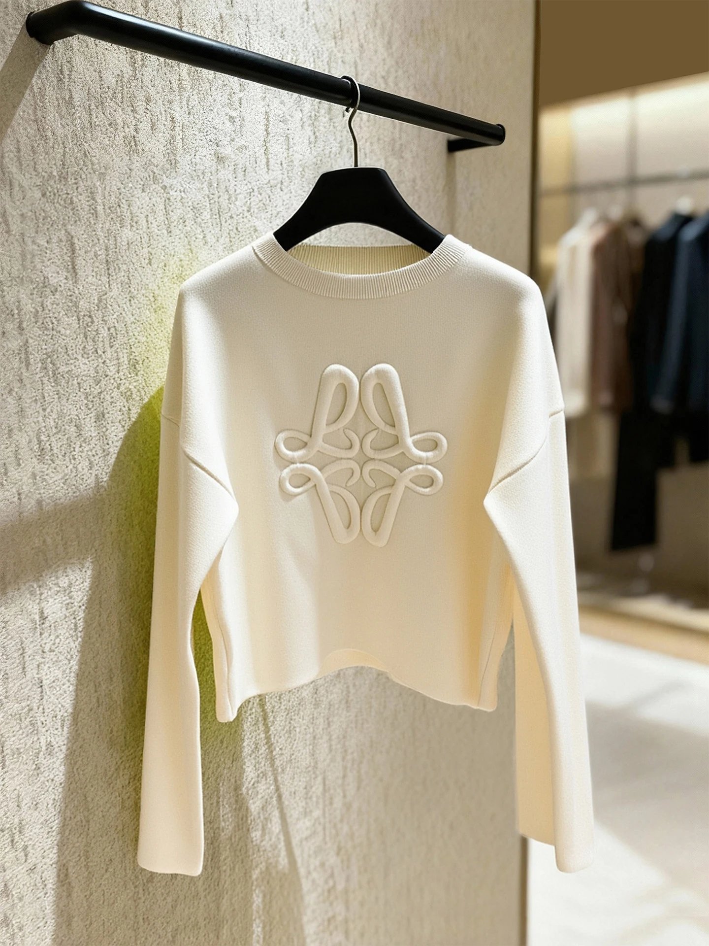Loewe Anagram Embroidered Cropped Sweater Beige - 2