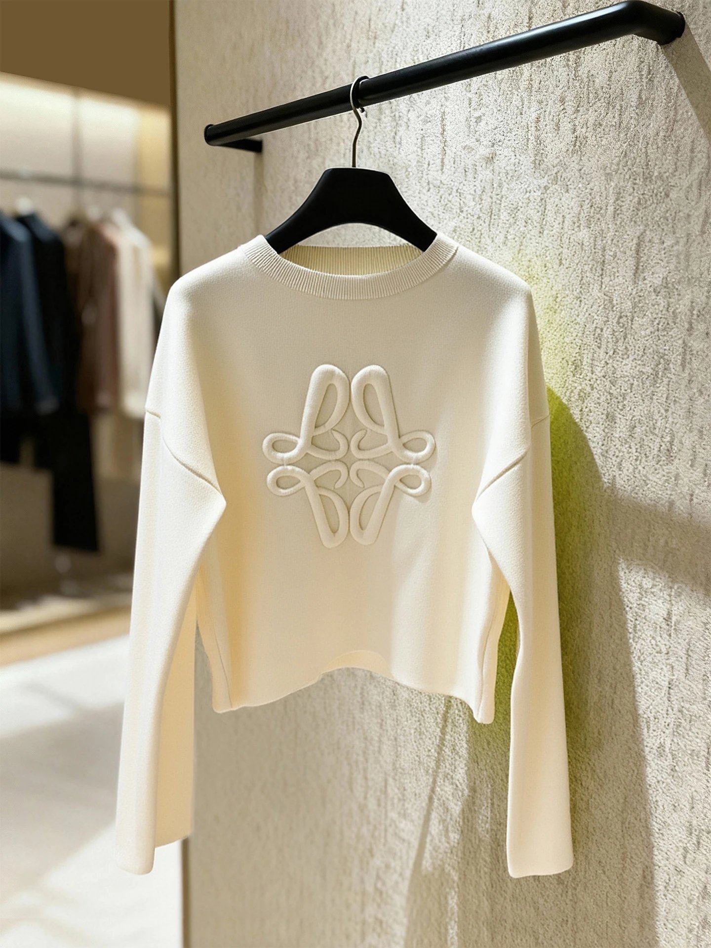 Loewe Anagram Embroidered Cropped Sweater Beige - 4