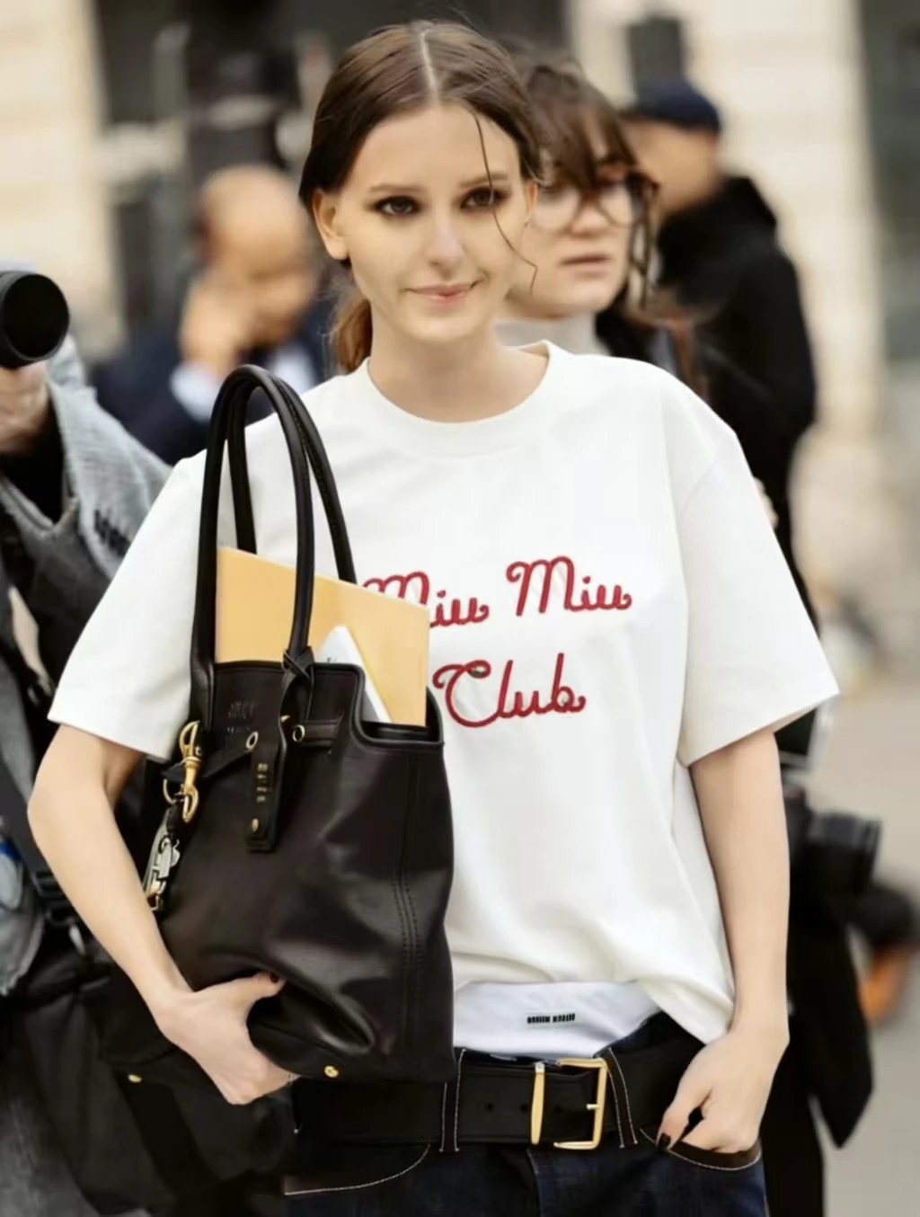 Miu Miu Club Embroidered Gray T-Shirt - 6