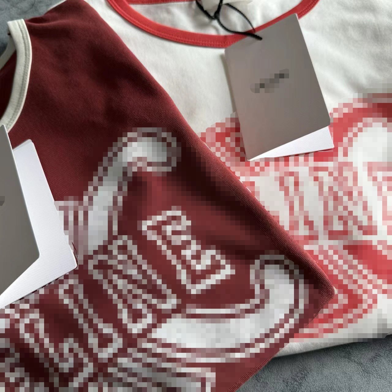 Celine Vintage Logo Ringer T-Shirt Burgundy - 11