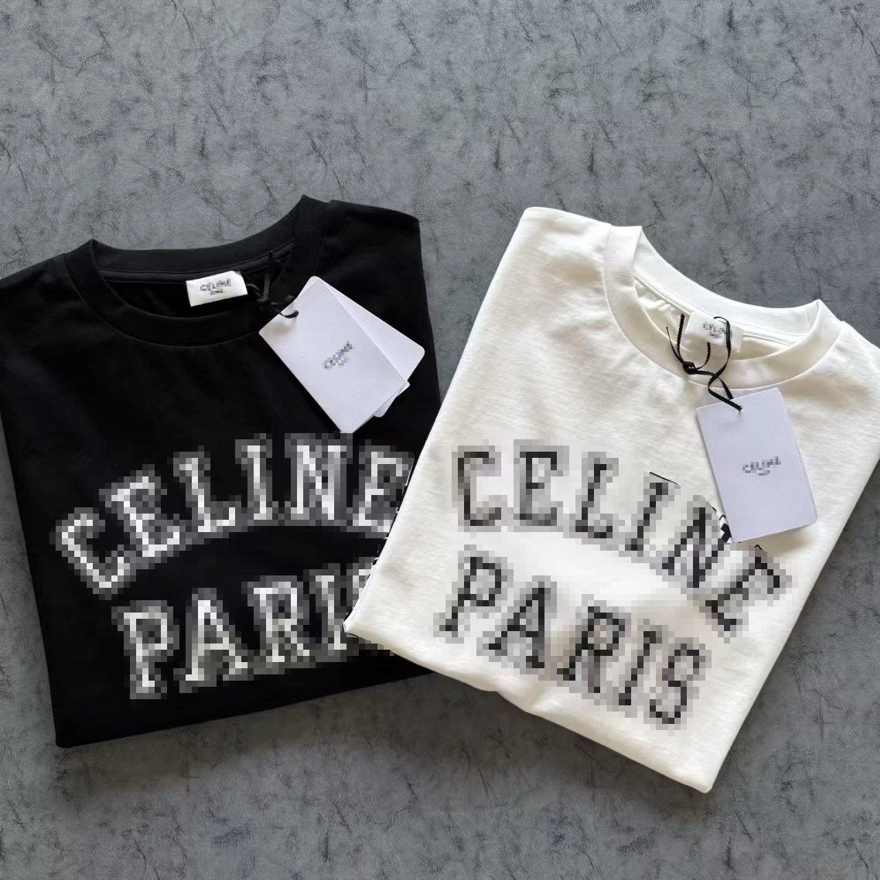Celine Pixelated Logo Black T-Shirt - 11