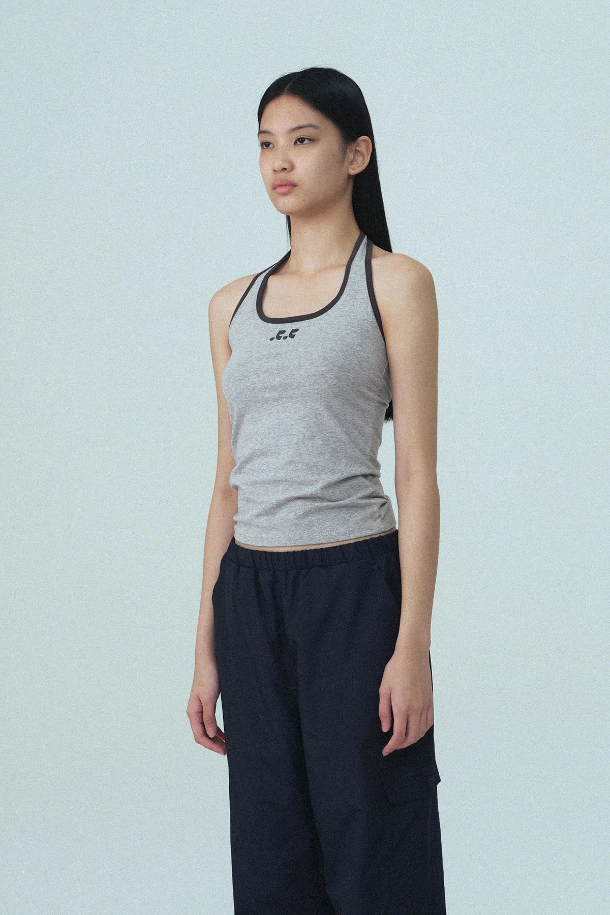 GRA Halter Neck Tank Top Gray - 33