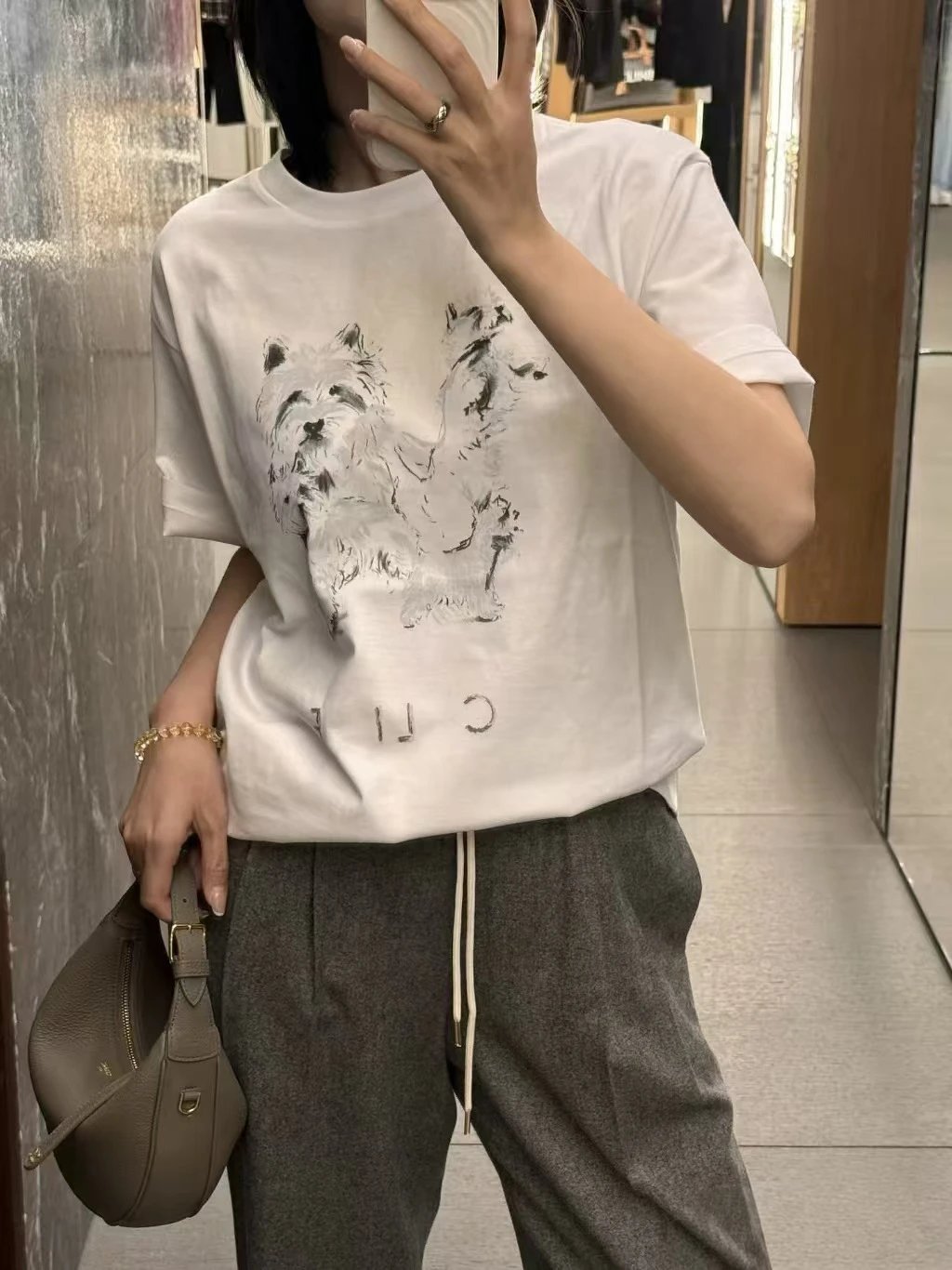 Saint Tears Westie Print Off-White T-Shirt - 8