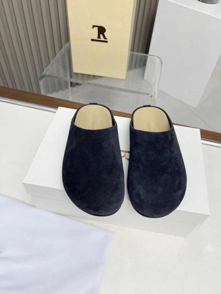 R Brand Wool-Blend Mule Slippers Charcoal Gray Slippers - 17