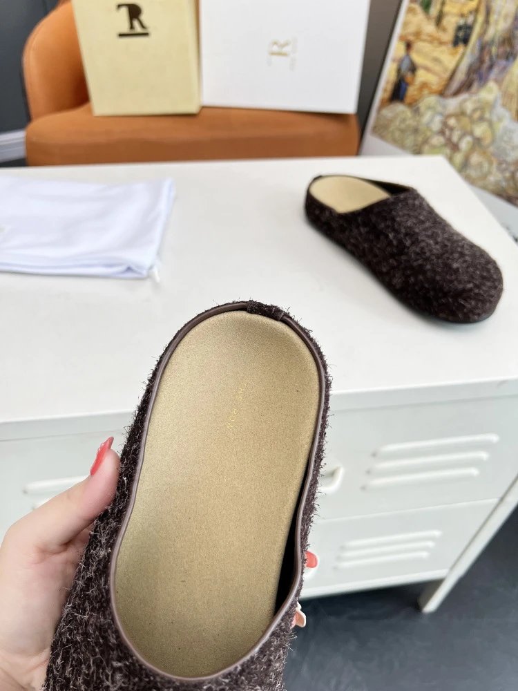 R Brand Wool-Blend Mule Slippers Charcoal Gray Slippers - 36