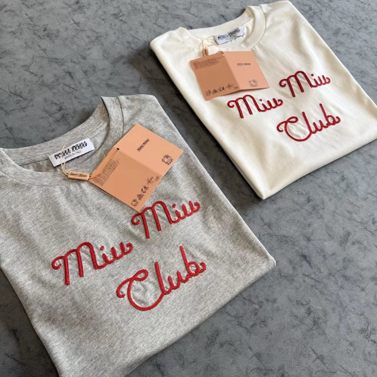 Miu Miu Club Embroidered Gray T-Shirt - 10
