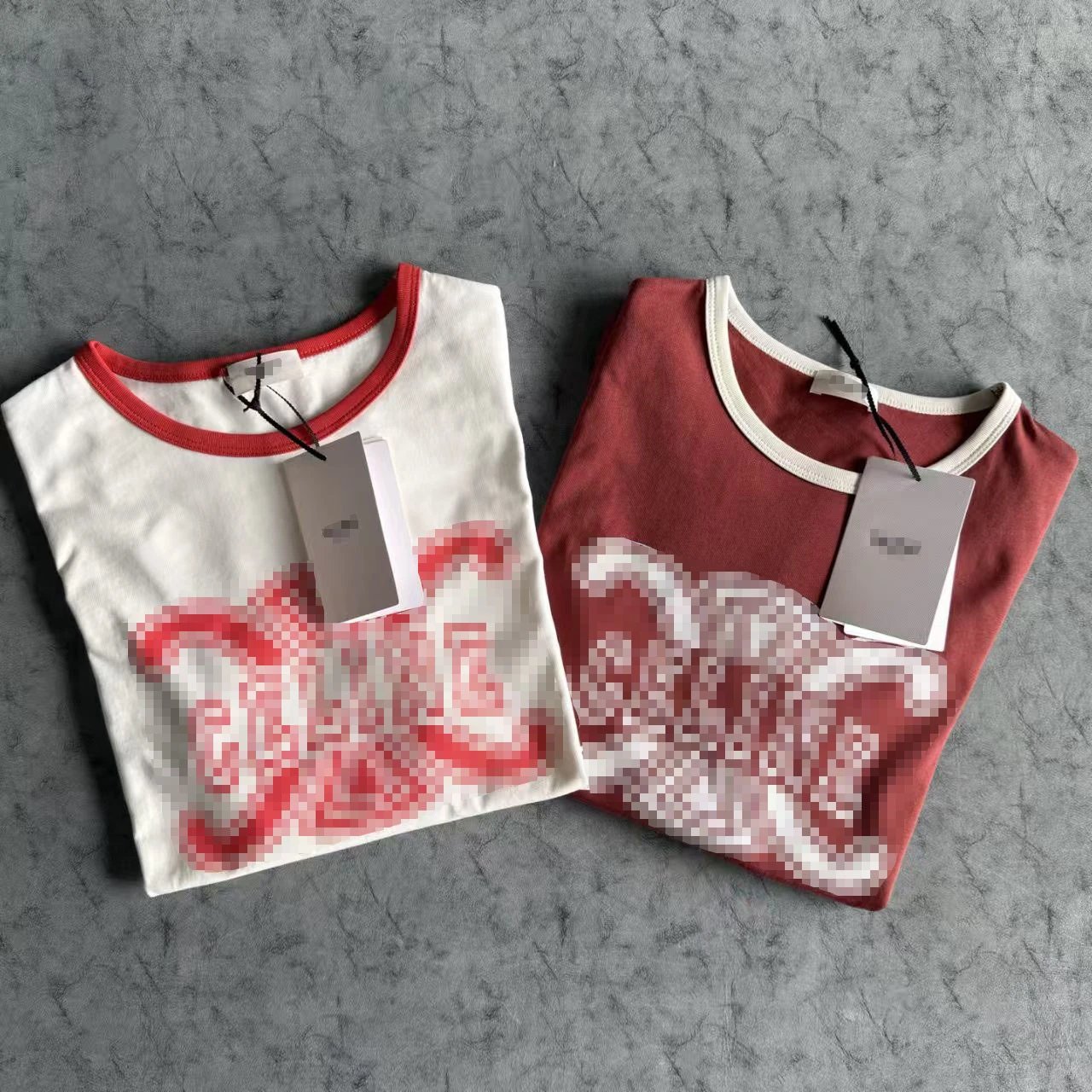 Celine Vintage Logo Ringer T-Shirt Burgundy - 4