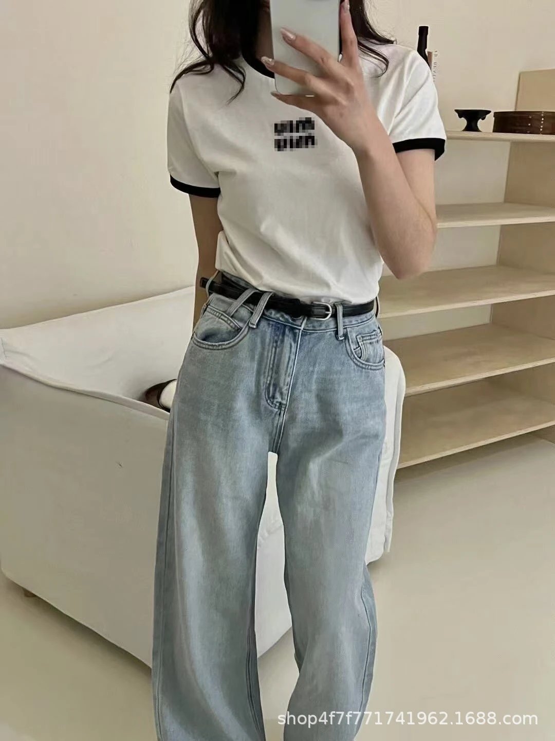 Miu Miu Logo Ringer T-Shirt White - 5