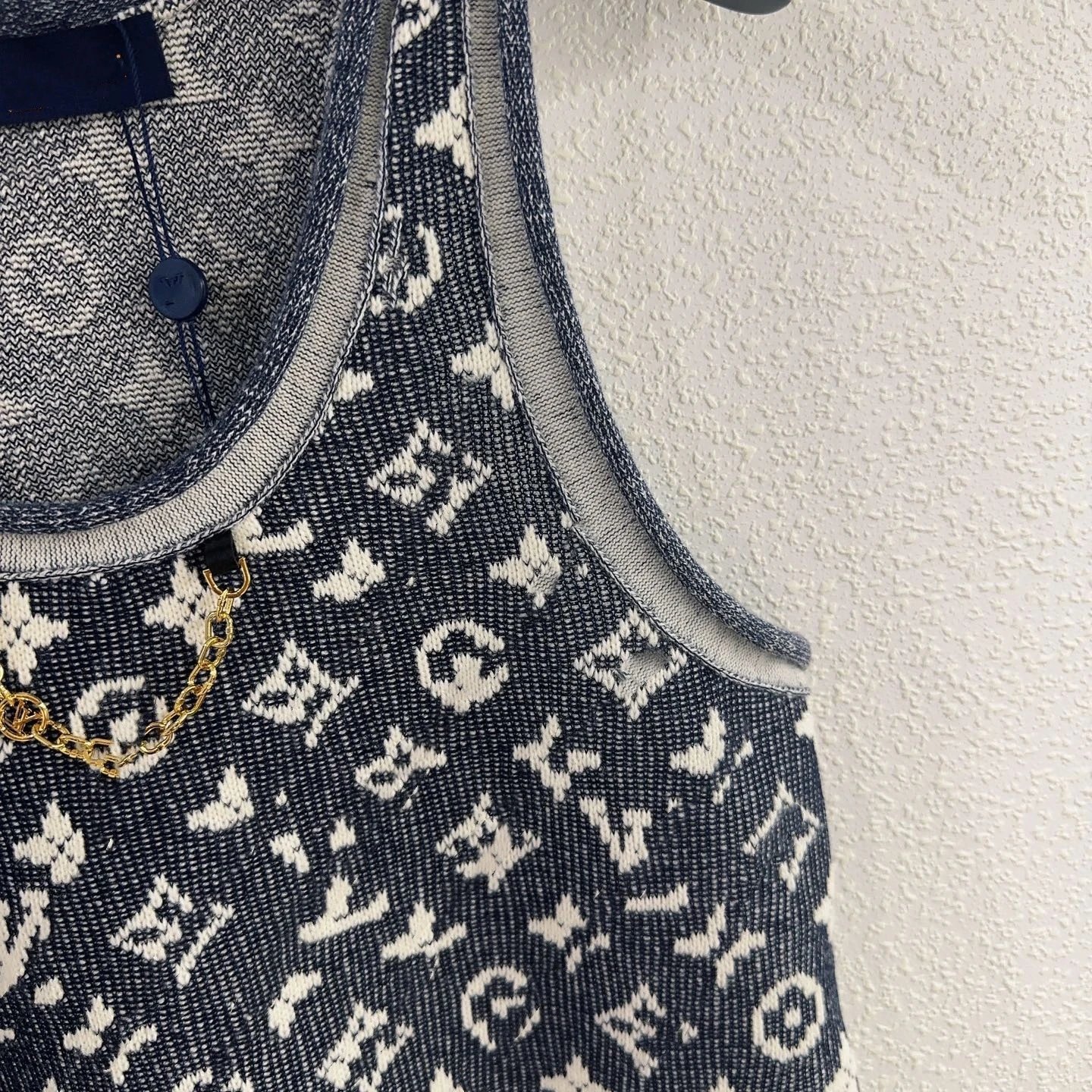 Louis Vuitton Monogram Knit Vest-Top Navy - 6