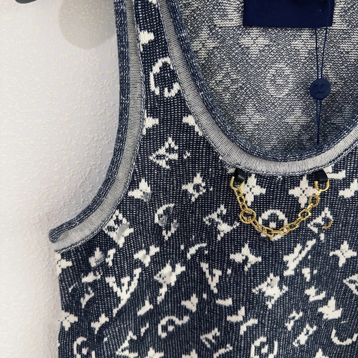 Louis Vuitton Monogram Knit Vest-Top Navy - 7