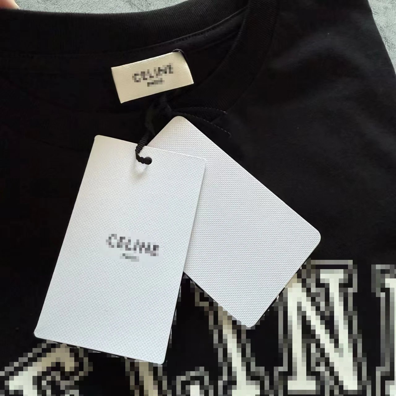 Celine Pixelated Logo Black T-Shirt - 15