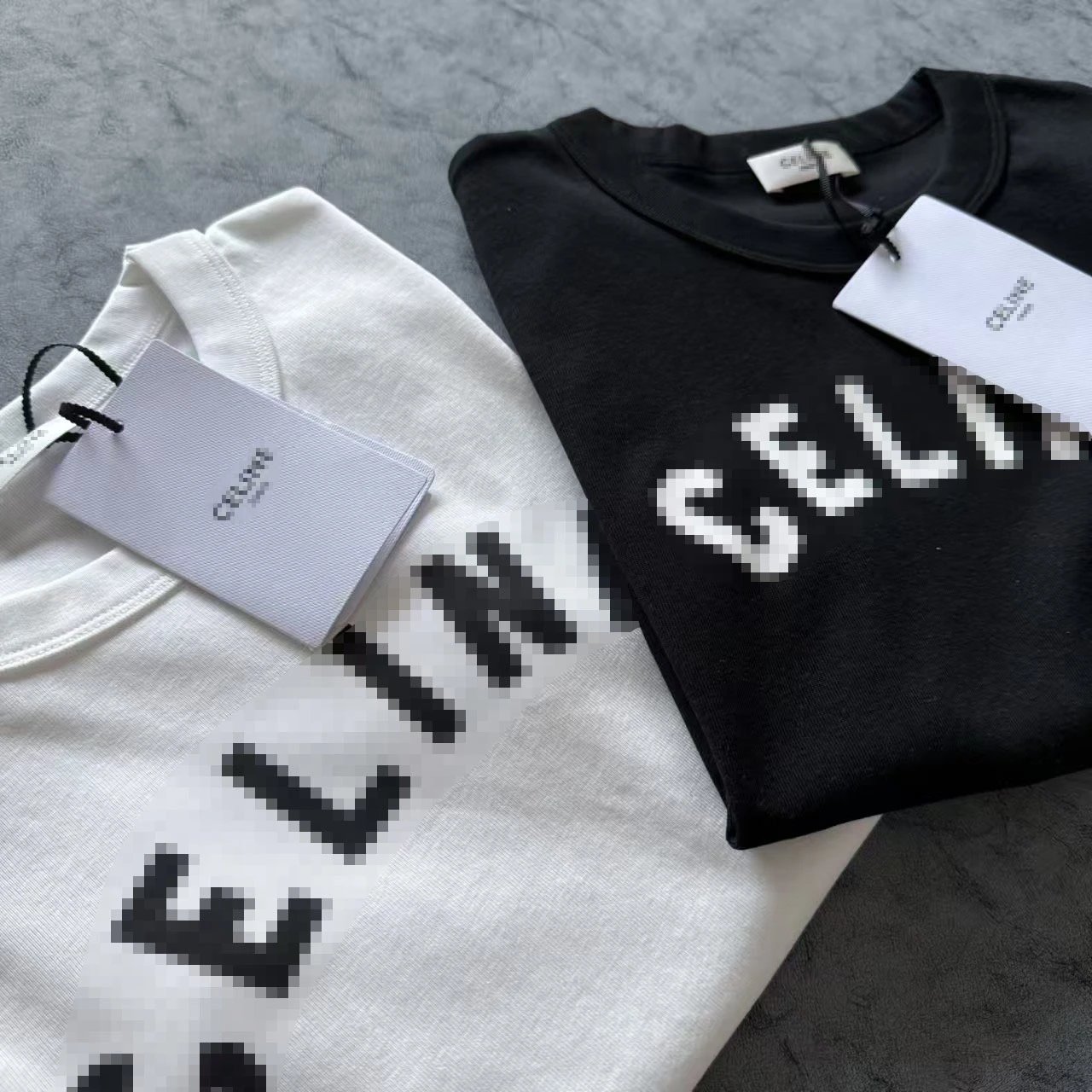 Celine Pixel Logo Black T-Shirt - 12