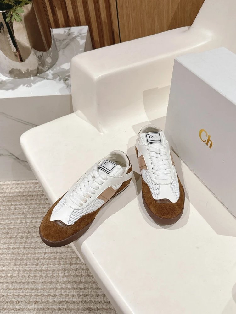 Chloé Tennis 1970 White and Gray Mesh Sneakers - 10