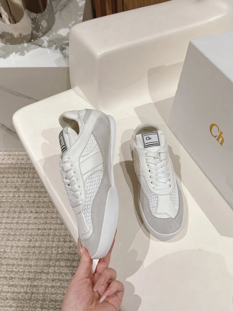 Chloé Tennis 1970 White and Gray Mesh Sneakers - 20