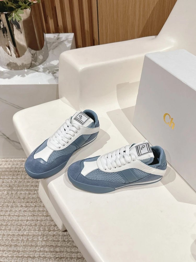 Chloé Tennis 1970 White and Gray Mesh Sneakers - 28