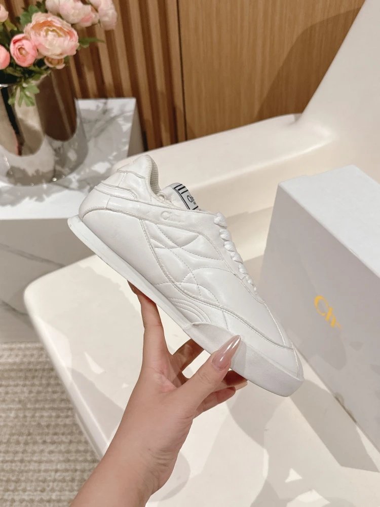 Chloé Tennis 1970 White and Gray Mesh Sneakers - 37